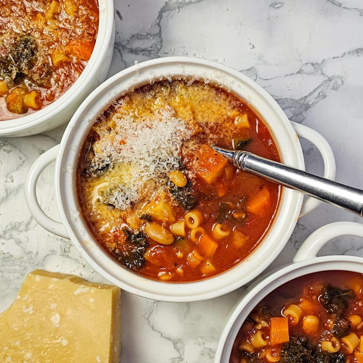 Minestrone with beans and Pasta in a bowl