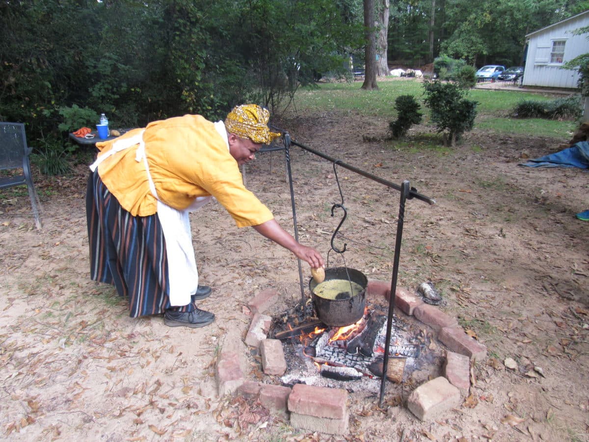 Dipping potatoes into rosin